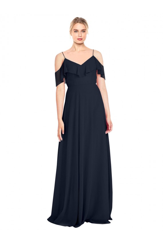 Lxue Chiffon V-Back Long Off the Shoulder A-Line Bridesmaid Dress Armadale