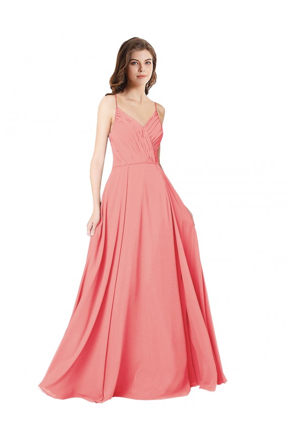 Soft Chiffon Criss Cross Open Back Long V-Neck A-Line Bridesmaid Dress Armadale