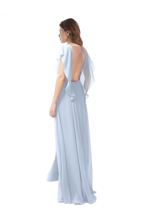 Soft Chiffon Open Back Long V-Neck A-Line Bridesmaid Dress / Formal Dress Armadale