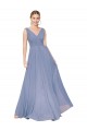 Soft Chiffon V-Back Long V-Neck Dusty Blue A-Line Formal Evening Gown / Prom Dress / Bridesmaid Dress Armadale