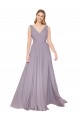 Soft Chiffon V-Back Long V-Neck Dusty Rose A-Line Formal Evening Gown / Prom Dress / Bridesmaid Dress Armadale