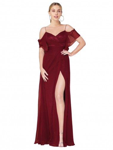 Soft Chiffon V-Back Long Off the Shoulder Trumpet Formal Evening Gown / Prom Dress / Bridesmaid Dress Armadale