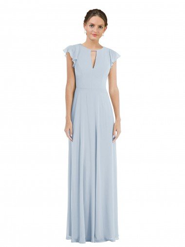 Soft Chiffon V-Back Long Bateau Neck A-Line Formal Evening Gown / Bridesmaid Dress Armadale