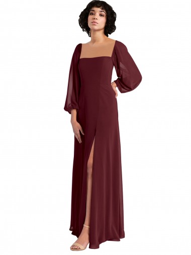 Chiffon Long Square Neck A-Line Bridesmaid Dress / Evening Dress Armadale