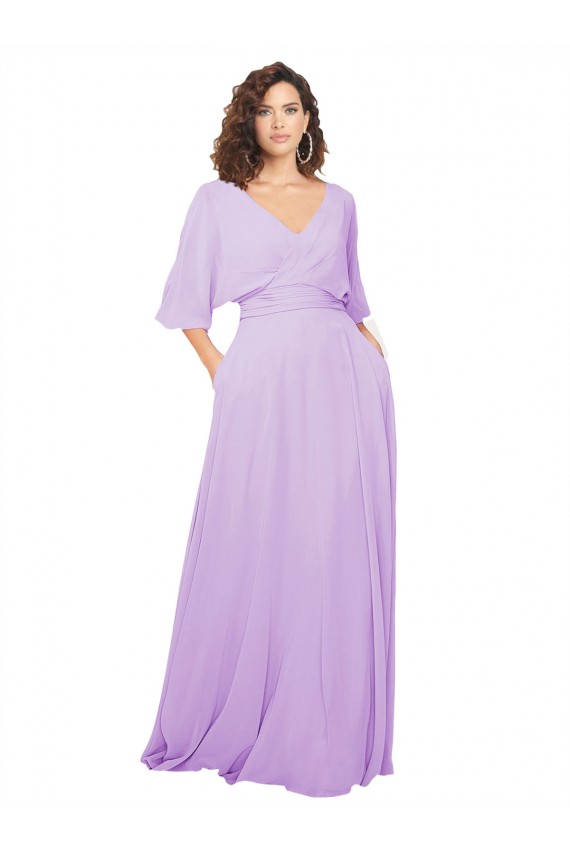 Lxue Chiffon Low Back Long V-Neck A-Line Bridesmaid Dress Armadale