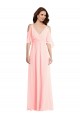 Soft Chiffon V-Back Long V-Neck Pink A-Line Semi Formal Evening Dress / Bridesmaid Dress Armadale
