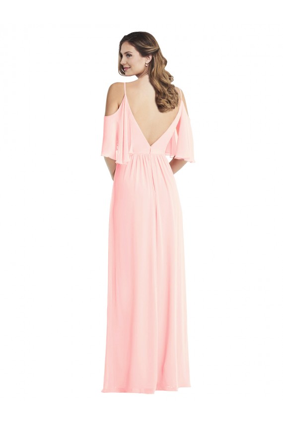 Soft Chiffon V-Back Long V-Neck Pink A-Line Semi Formal Evening Dress / Bridesmaid Dress Armadale