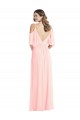 Soft Chiffon V-Back Long V-Neck Pink A-Line Semi Formal Evening Dress / Bridesmaid Dress Armadale