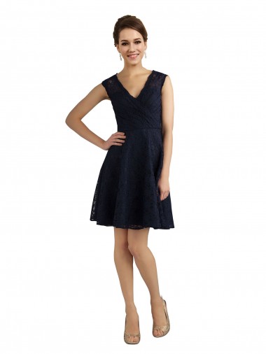Lace Knee Length V-Neck A-Line Bridesmaid Dress / Evening Dress Armadale