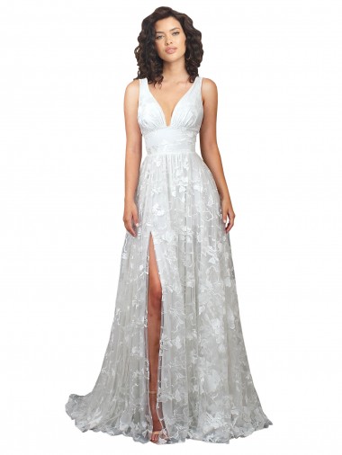 Lace Low Back Chapel Train V-Neck A-Line Wedding Dress Armadale
