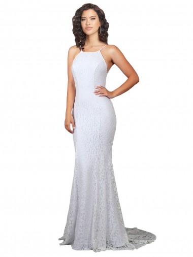 Lace Backless Sweep Train High Neck Mermaid Wedding Dress Armadale