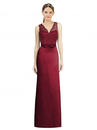Satin & Lace Long V-Neck A-Line Bridesmaid Dress Armadale