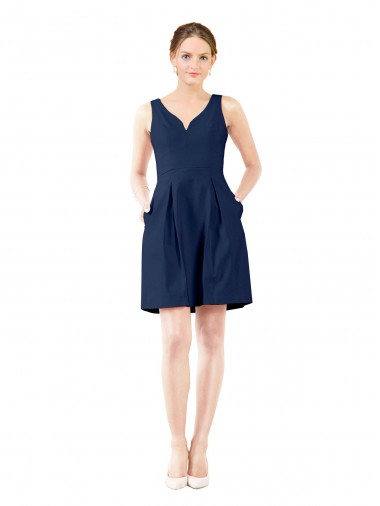 Satin Knee Length V-Neck A-Line Bridesmaid Gown Armadale