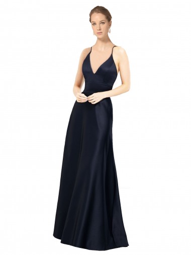 Satin Long Spaghetti Straps A-Line Prom Dress / Bridal Party Dress Armadale