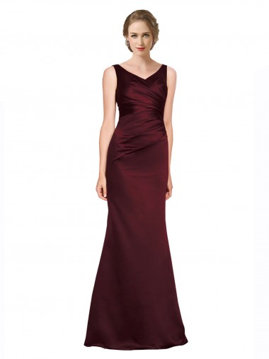 Satin Low Back Long V-Neck A-Line Black Tie Evening Gown / Prom Dress / Bridesmaid Dress Armadale