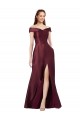 Satin Long Off the Shoulder Burgundy Gold A-Line Black Tie Evening Gown / Prom Dress / Bridesmaid Dress Armadale