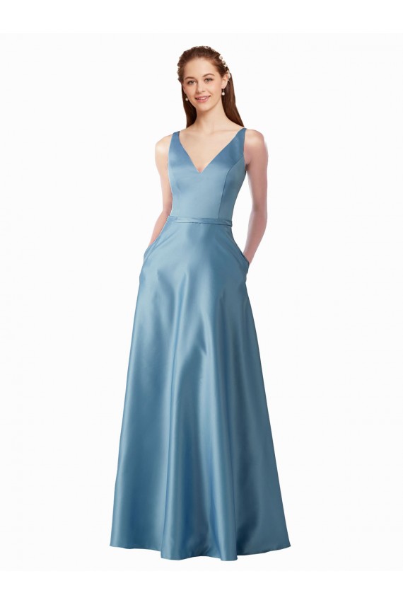 Satin Long High Neck A-Line Black Tie Prom Dress / Bridesmaid Dress Armadale