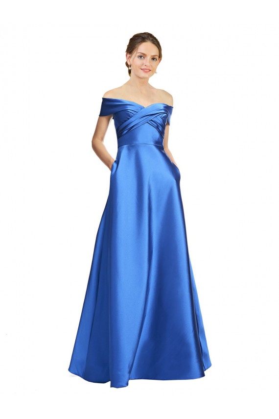 Satin Long Off the Shoulder A-Line Black Tie Evening Gown / Prom Dress / Bridesmaid Dress Armadale