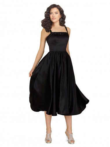 Satin Knee Length Square Neck A-Line Prom Dress / Bridesmaid Dress Armadale