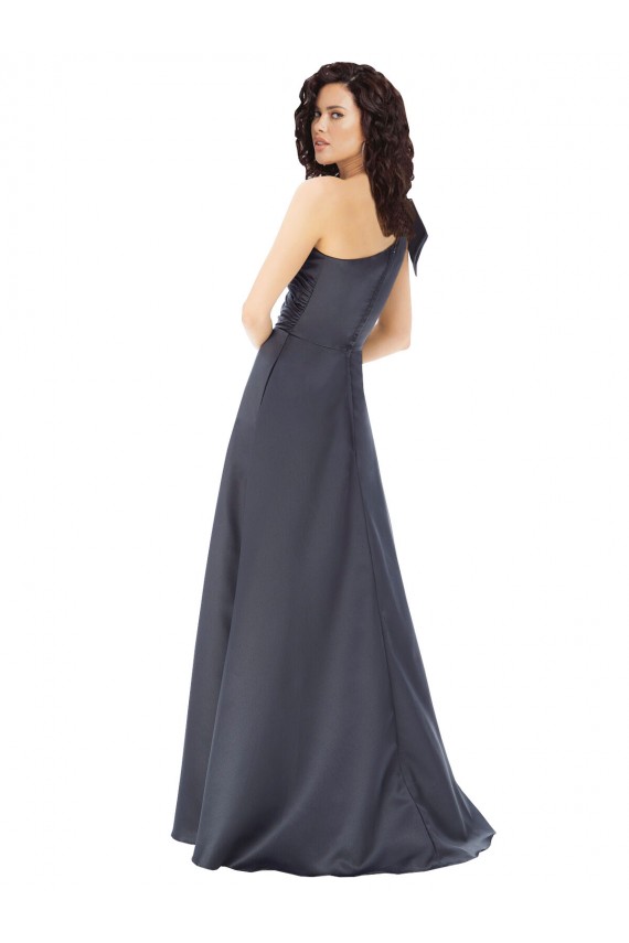 Satin Long One Shoulder A-Line Formal Evening Gown / Prom Dress / Bridesmaid Dress Armadale