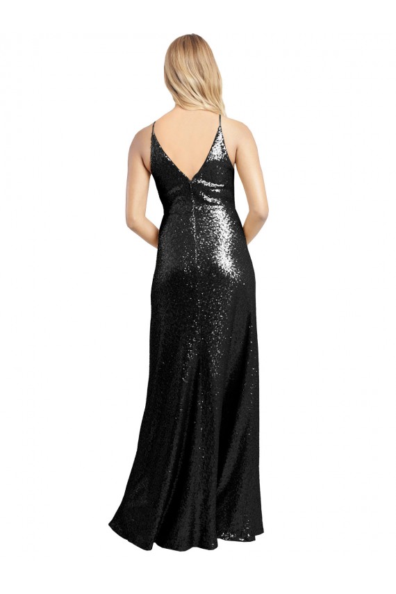 Sequin V-Back Long Spaghetti Straps A-Line Formal Evening Gown / Prom Dress / Bridesmaid Dress Armadale