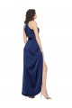 Silk like Satin Long Halter Neck Sapphire A-Line High Low Evening Gown / Prom Dress / Bridesmaid Dress Armadale