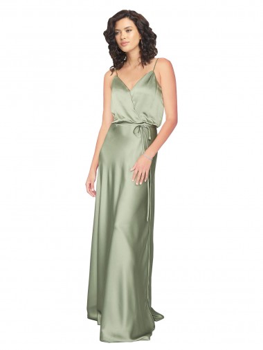 Silk like Satin V-Back Long V-Neck A-Line Formal Evening Gown / Bridesmaid Dress Armadale