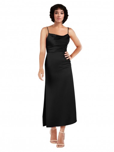 Silk like Satin Tea Length Spaghetti Straps A-Line Formal Evening Gown / Prom Dress / Bridesmaid Dress Armadale