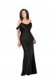 Silk like Satin Low Back Long Off the Shoulder Black A-Line Formal Dress / Bridesmaid Dress Armadale