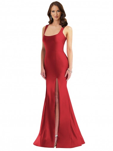 Silk like Satin Long Square Neck Mermaid Formal Plus Size Evening Gown / Prom Dress / Bridesmaid Dress Armadale