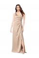 Silk like Satin Low Back Long Spaghetti Straps Champagne Pink A-Line Formal Evening Gown / Prom Dress / Bridesmaid Dress Armadale