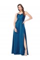 Silk like Satin Low Back Long Spaghetti Straps Peacock Blue A-Line Formal Evening Gown / Prom Dress / Bridesmaid Dress Armadale