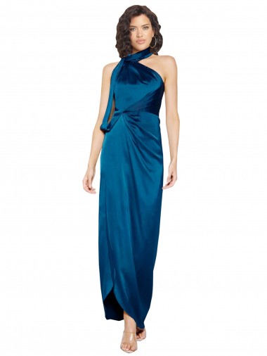 Silk like Satin Long Halter Neck Sheath Formal Evening Gown / Prom Dress / Bridesmaid Dress Armadale