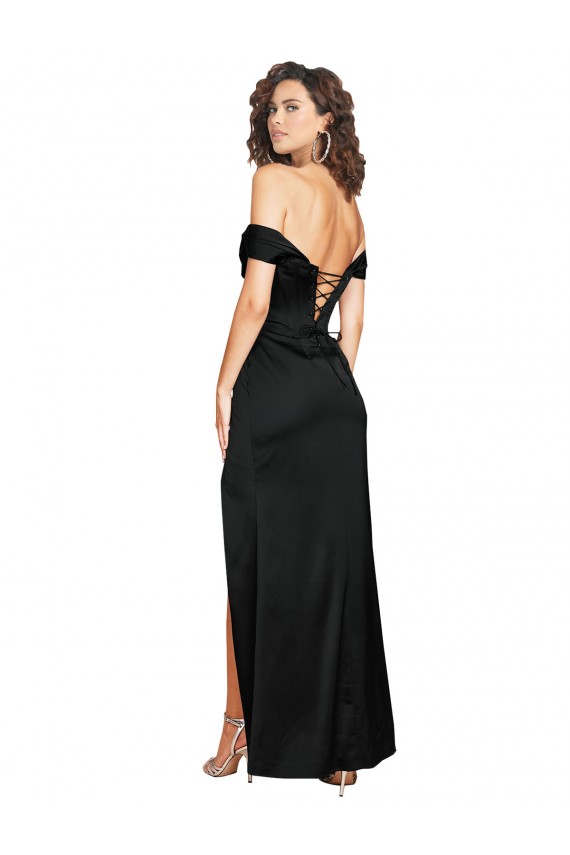 Silk like Satin Low Back Long Sweetheart A-Line Black Tie Evening Gown / Prom Dress / Bridesmaid Dress Armadale