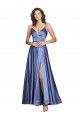 Silk like Satin Low Back Long Spaghetti Straps A-Line Black Tie Evening Gown / Prom Dress / Bridesmaid Dress Armadale