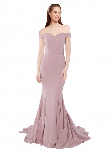 Stretch Crepe Sweep Train Off the Shoulder Mermaid Bridesmaid Dress / Evening Dress Armadale