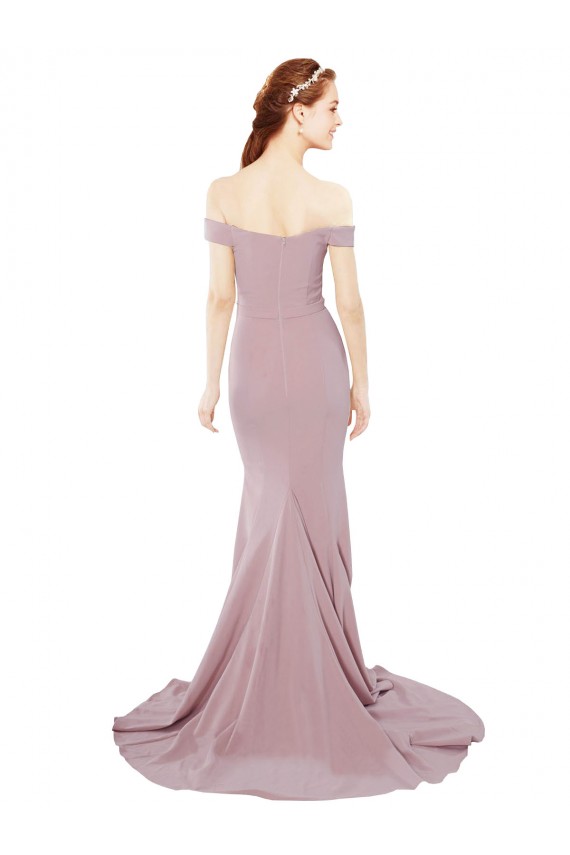 Stretch Crepe Sweep Train Off the Shoulder Mermaid Bridesmaid Dress / Evening Dress Armadale