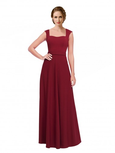 Stretch Crepe Long Square Neck A-Line Prom Dress / Bridesmaid Dress Armadale