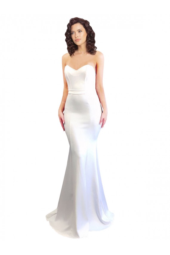 Stretch Crepe Low Back Long Sweetheart White Mermaid Formal Evening Gown / Prom Dress / Bridesmaid Dress Armadale