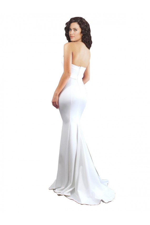 Stretch Crepe Low Back Long Sweetheart White Mermaid Formal Evening Gown / Prom Dress / Bridesmaid Dress Armadale
