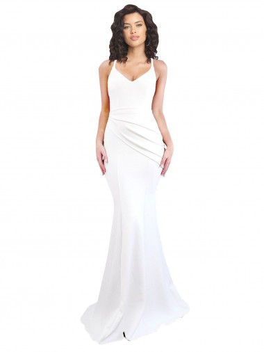 Stretch Crepe Low Back Long Spaghetti Straps Mermaid Black Tie Evening Gown / Prom Dress / Bridesmaid Dress Armadale