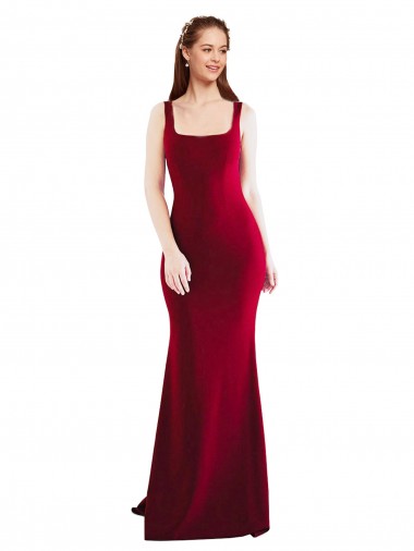 Stretch Crepe Long Square Neck Mermaid Formal Evening Gown / Prom Dress / Bridesmaid Dress Armadale