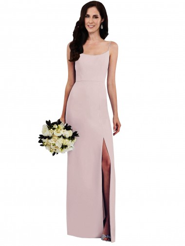 Stretch Crepe V-Back Long Spaghetti Straps Trumpet Formal Evening Gown / Prom Dress / Bridesmaid Dress Armadale