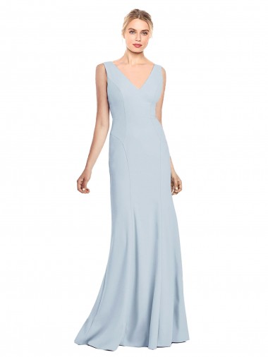 Stretch Crepe Low Back Long V-Neck Trumpet Bridesmaid Dress / Formal Dress Armadale