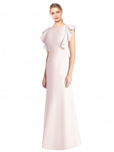 Stretch Crepe Open Back Long Bateau Neck Pink Trumpet Formal Dress / Bridesmaid Dress Armadale