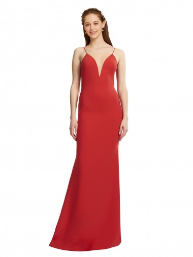 Stretch Crepe Open Back Long Spaghetti Straps Mermaid Formal Evening Gown / Prom Dress / Bridesmaid Dress Armadale