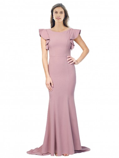 Stretch Crepe Low Back Sweep Train Round Neck Mermaid Formal Evening Gown / Prom Dress / Bridesmaid Dress Armadale
