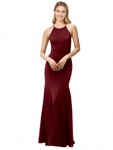 Stretch Crepe Criss Cross Back Long Halter Neck Mermaid Formal Evening Gown / Prom Dress / Bridesmaid Dress Armadale