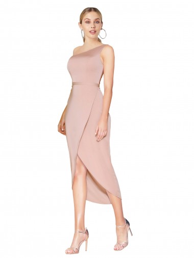 Stretch Crepe Knee Length One Shoulder Mermaid Formal Dress / Bridesmaid Dress Armadale