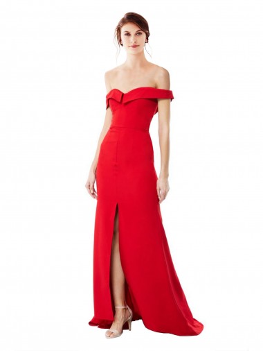 Stretch Crepe Long Off the Shoulder A-Line Bridesmaid Dress / Evening Dress Armadale
